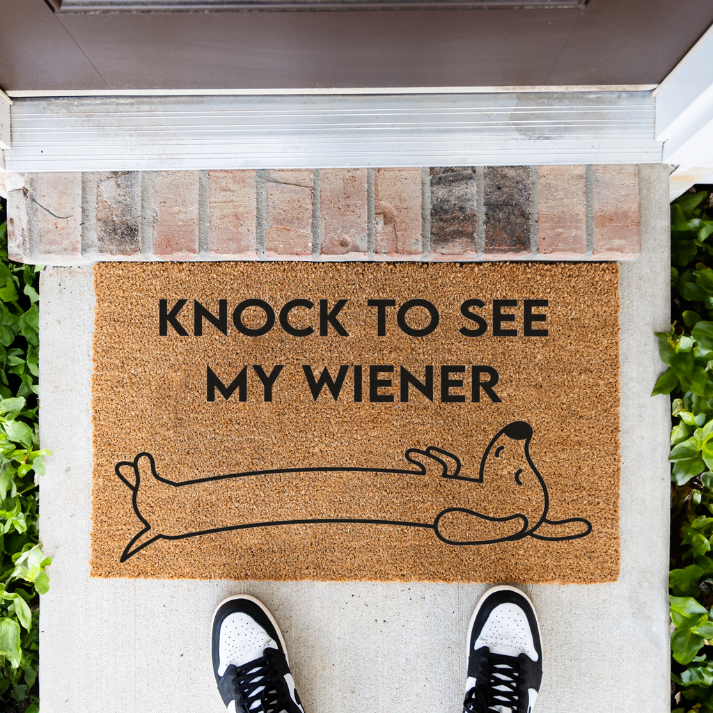 Knock to See My Wiener Funny Doormat