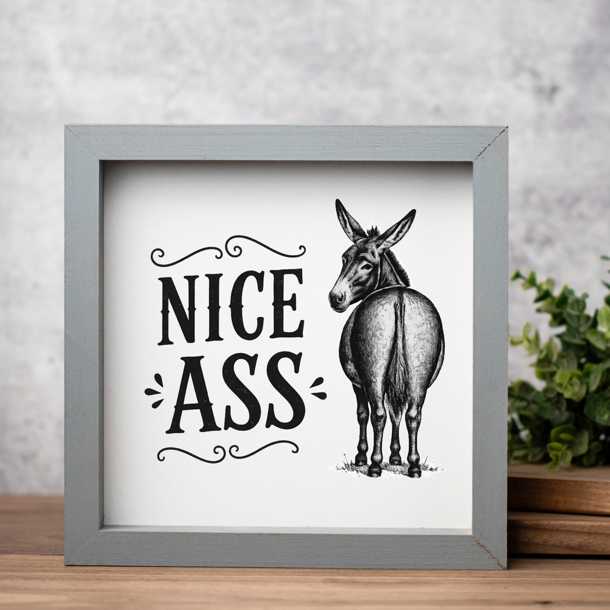 Nice Ass Donkey Wood Framed Art