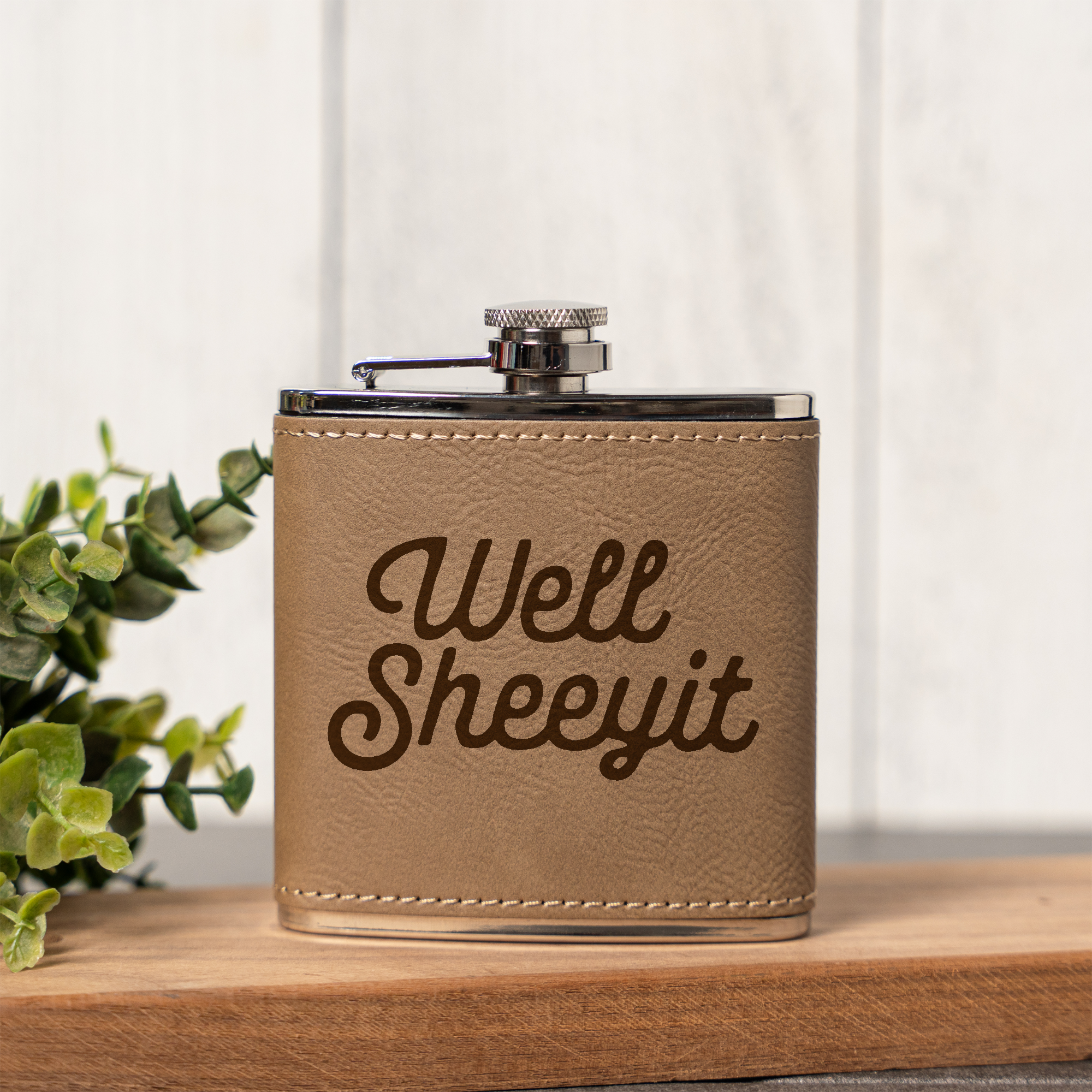 Well Sheeyit Engraved Flask