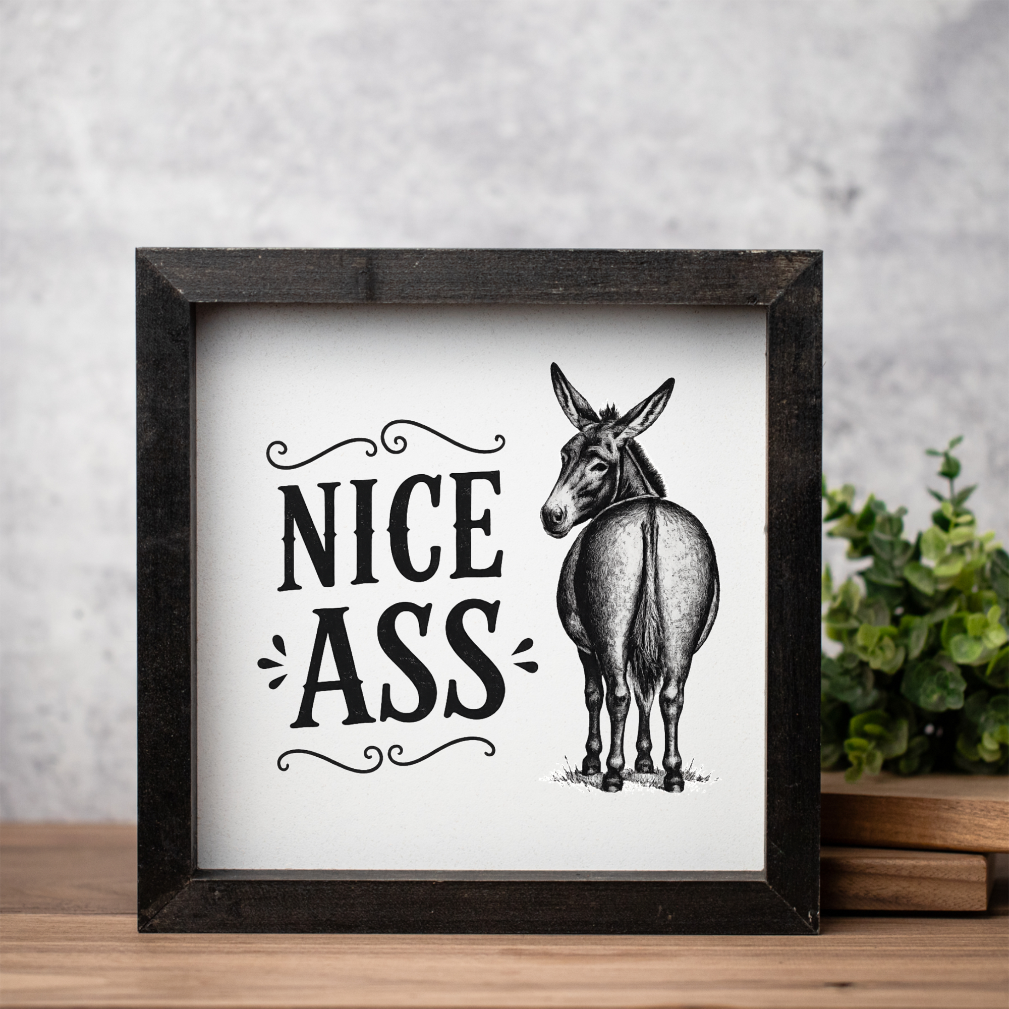 Nice Ass Donkey Wood Framed Art