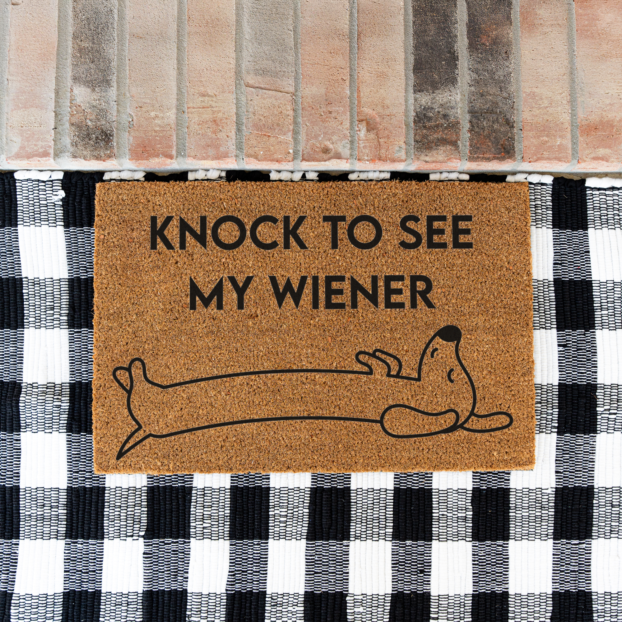 Knock to See My Wiener Funny Doormat