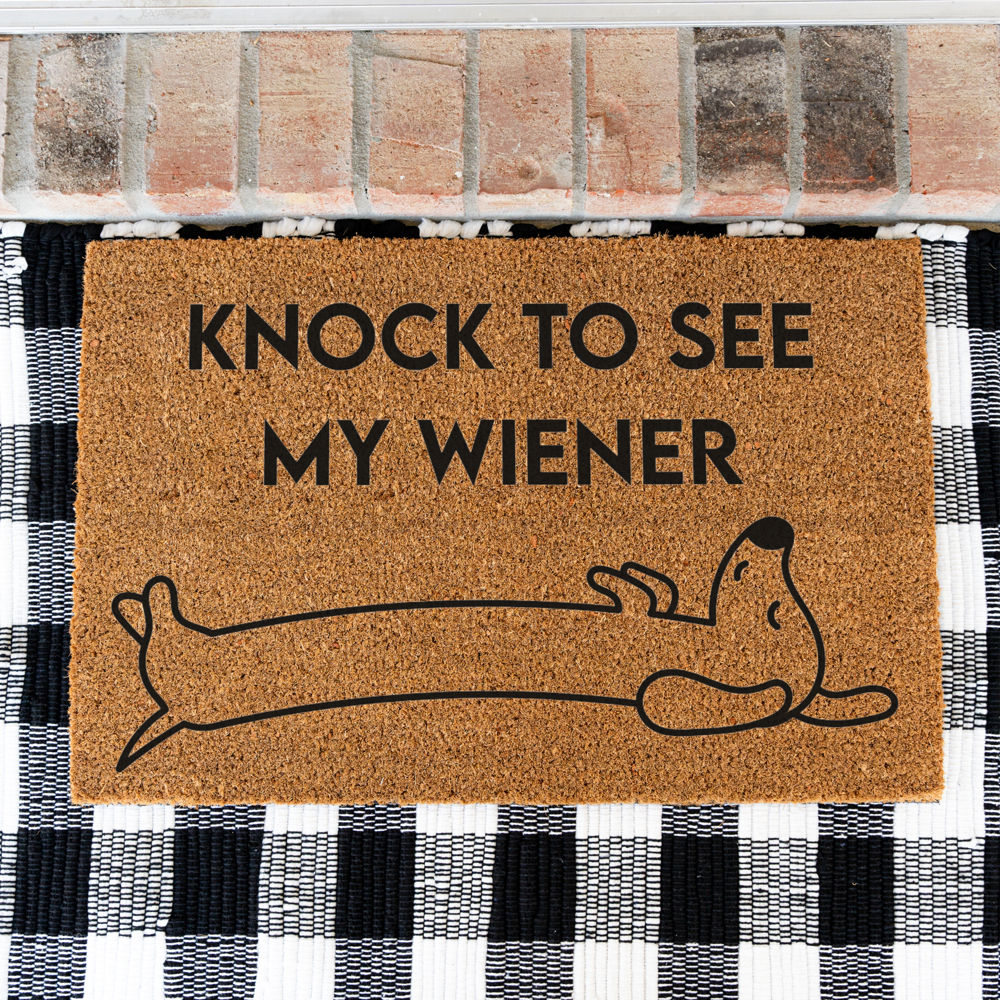 Knock to See My Wiener Funny Doormat