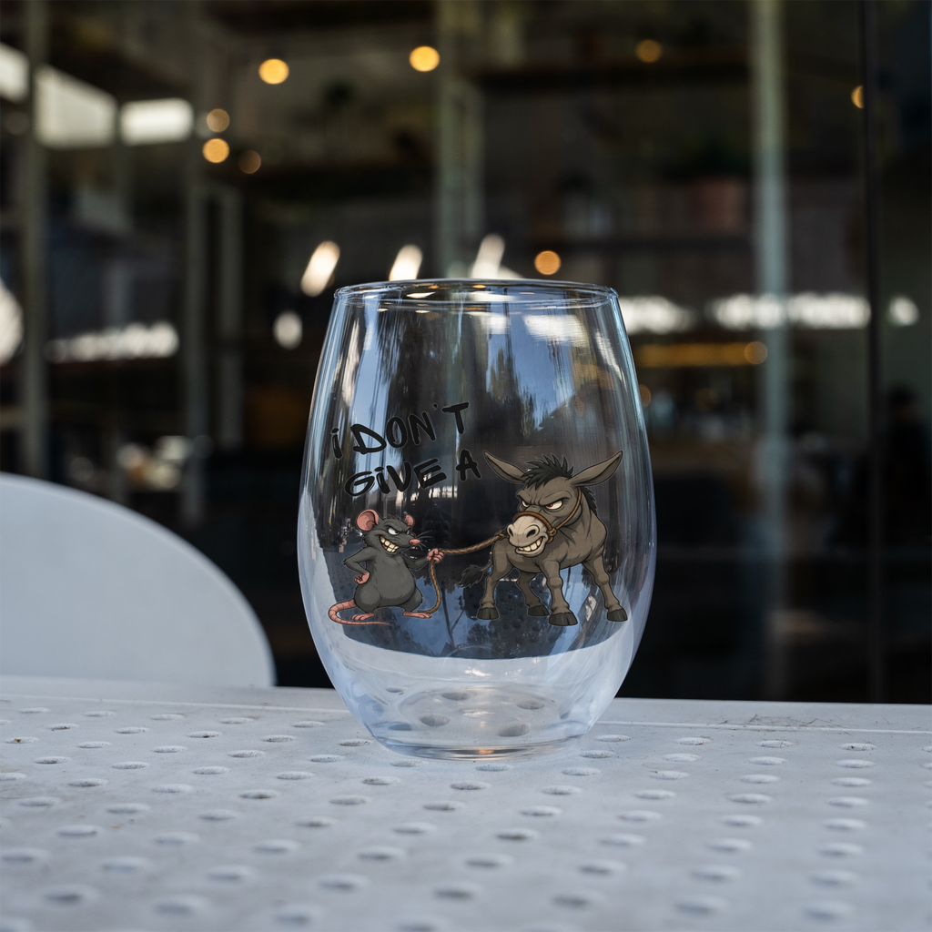 I Don't Give a Rat's Ass Funny Stemless Wine Glass
