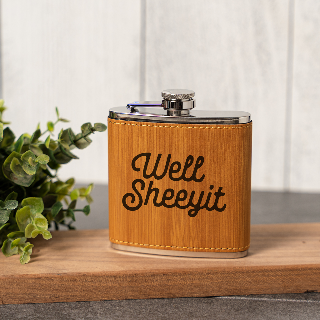 Well Sheeyit Engraved Flask
