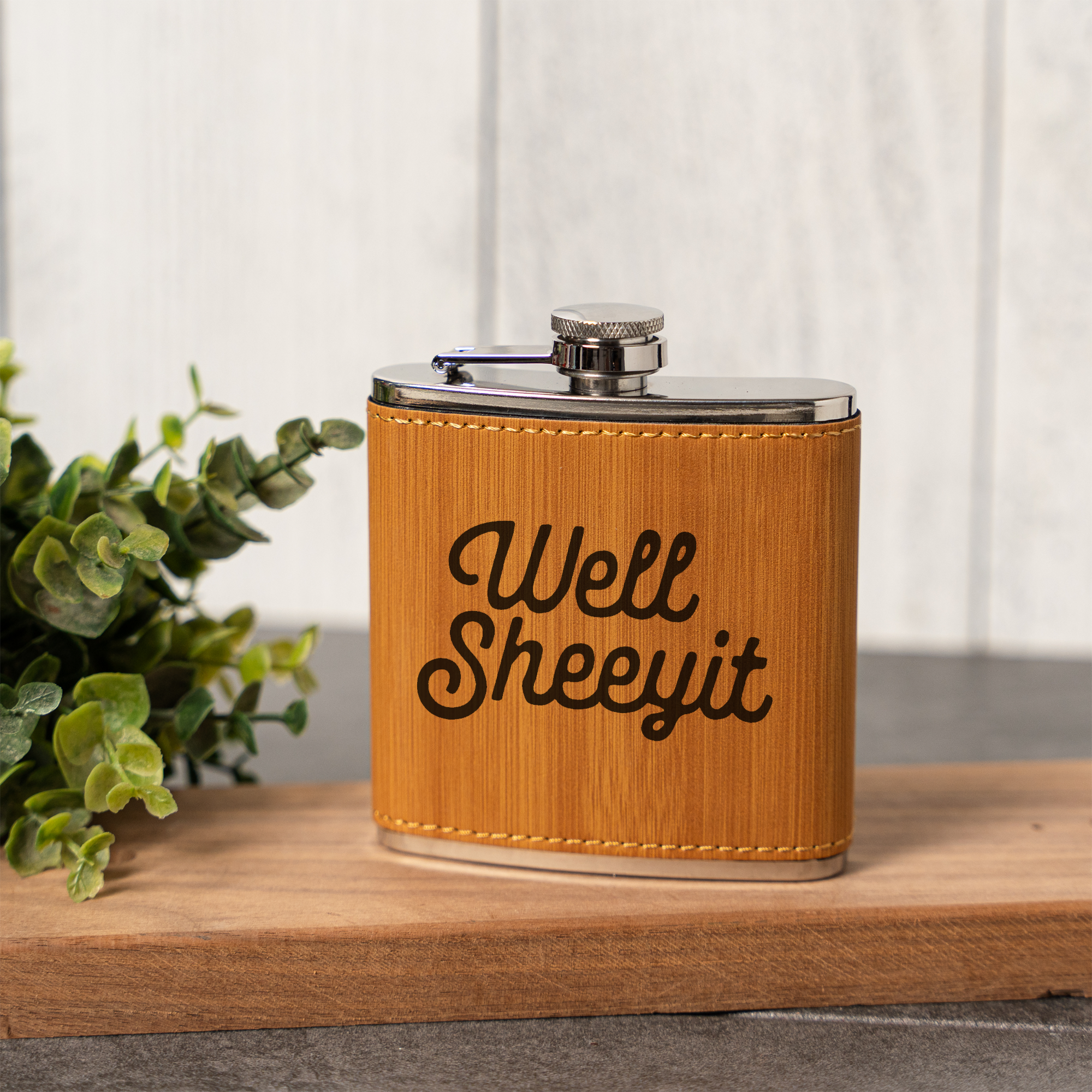 Well Sheeyit Engraved Flask