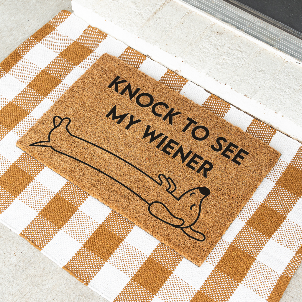 Knock to See My Wiener Funny Doormat