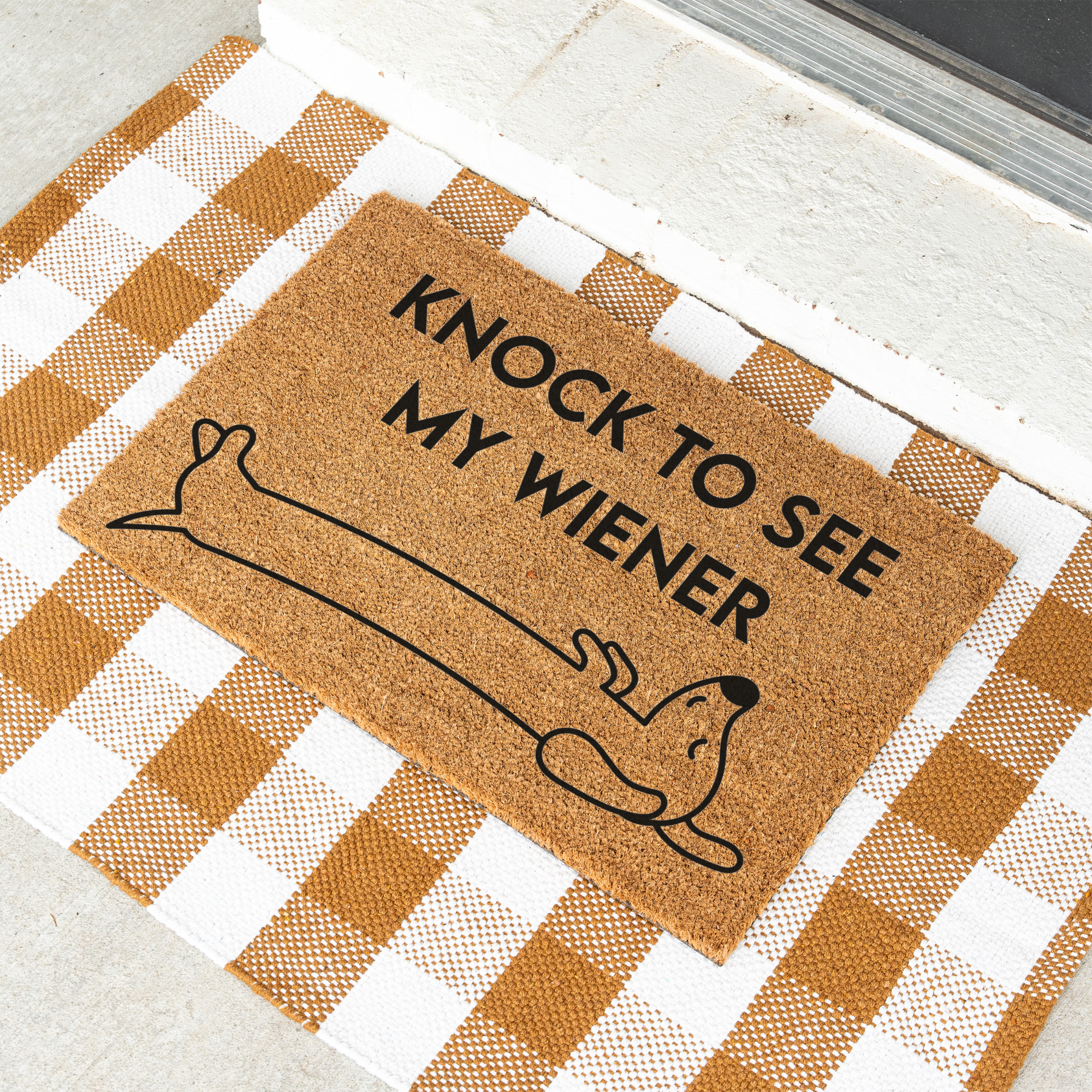 Knock to See My Wiener Funny Doormat