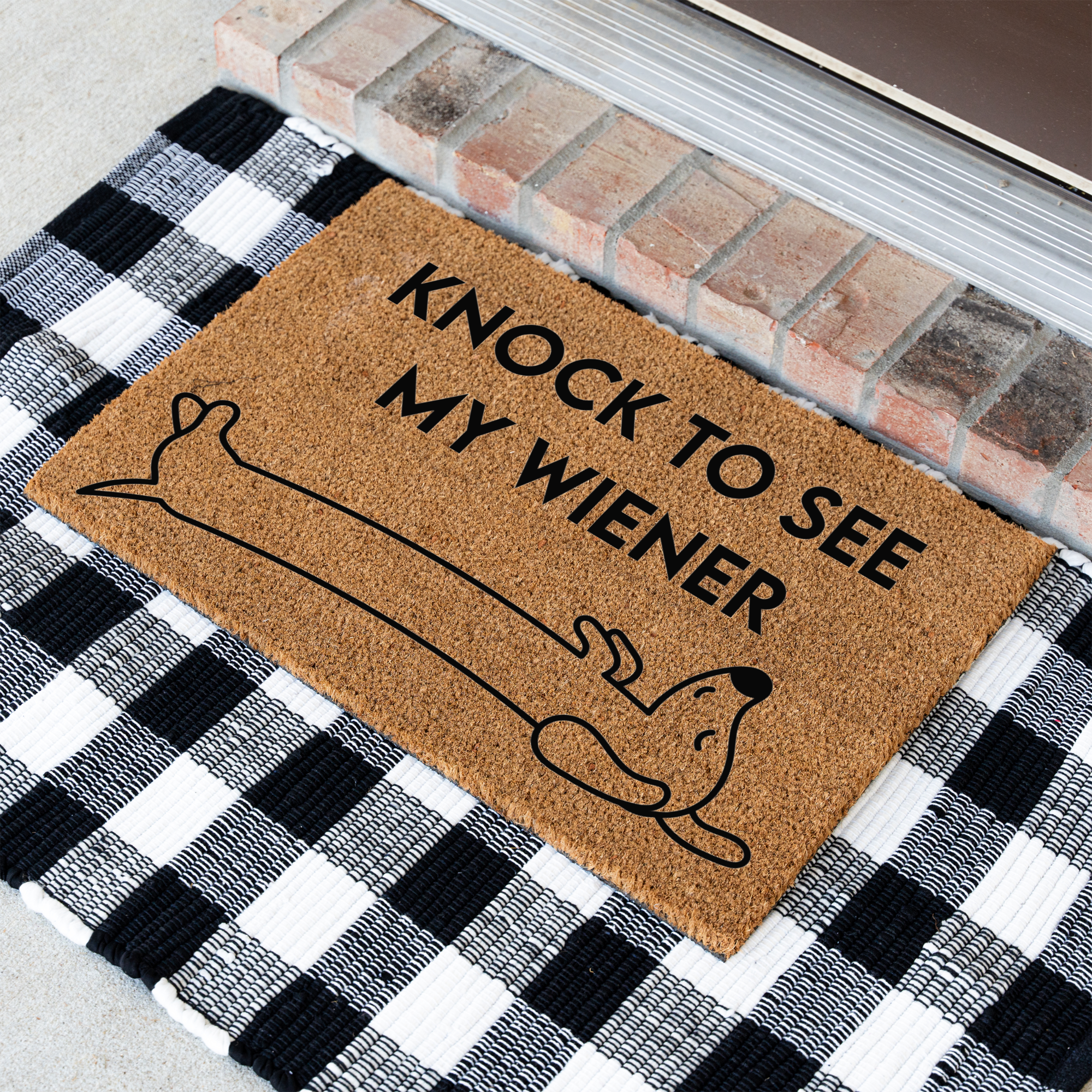 Knock to See My Wiener Funny Doormat