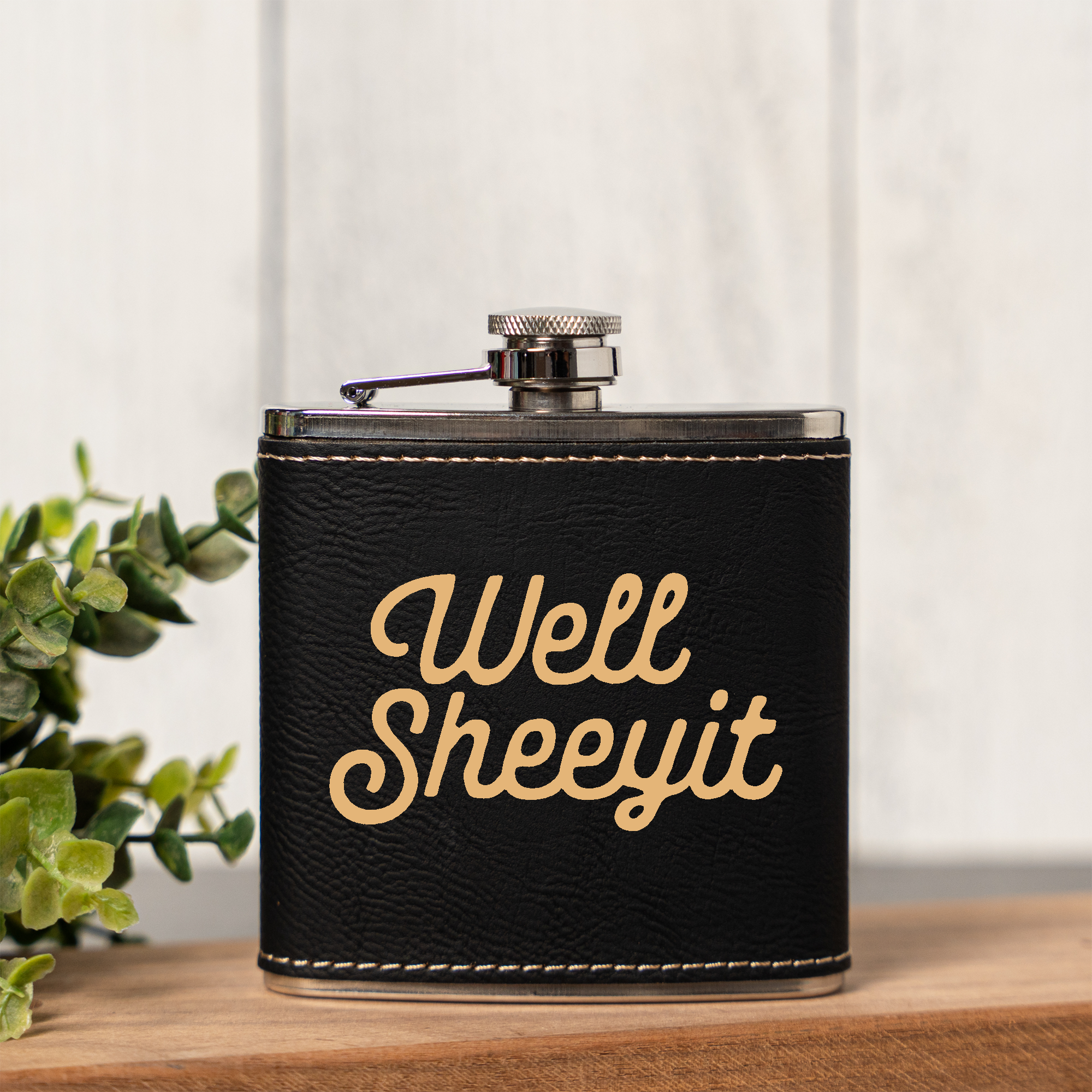 Well Sheeyit Engraved Flask