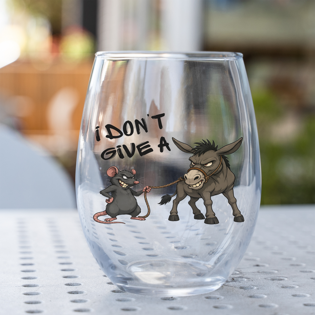 I Don't Give a Rat's Ass Funny Stemless Wine Glass
