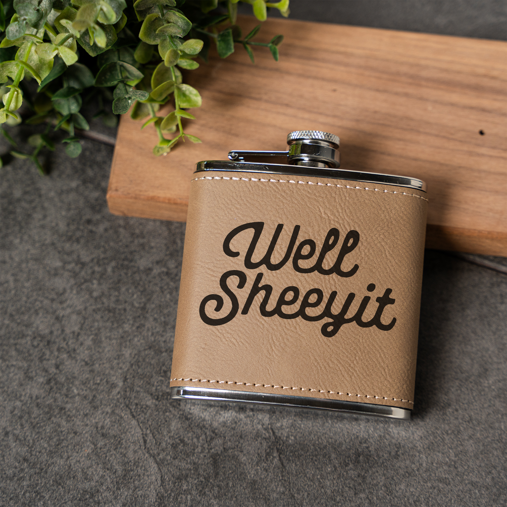 Well Sheeyit Engraved Flask