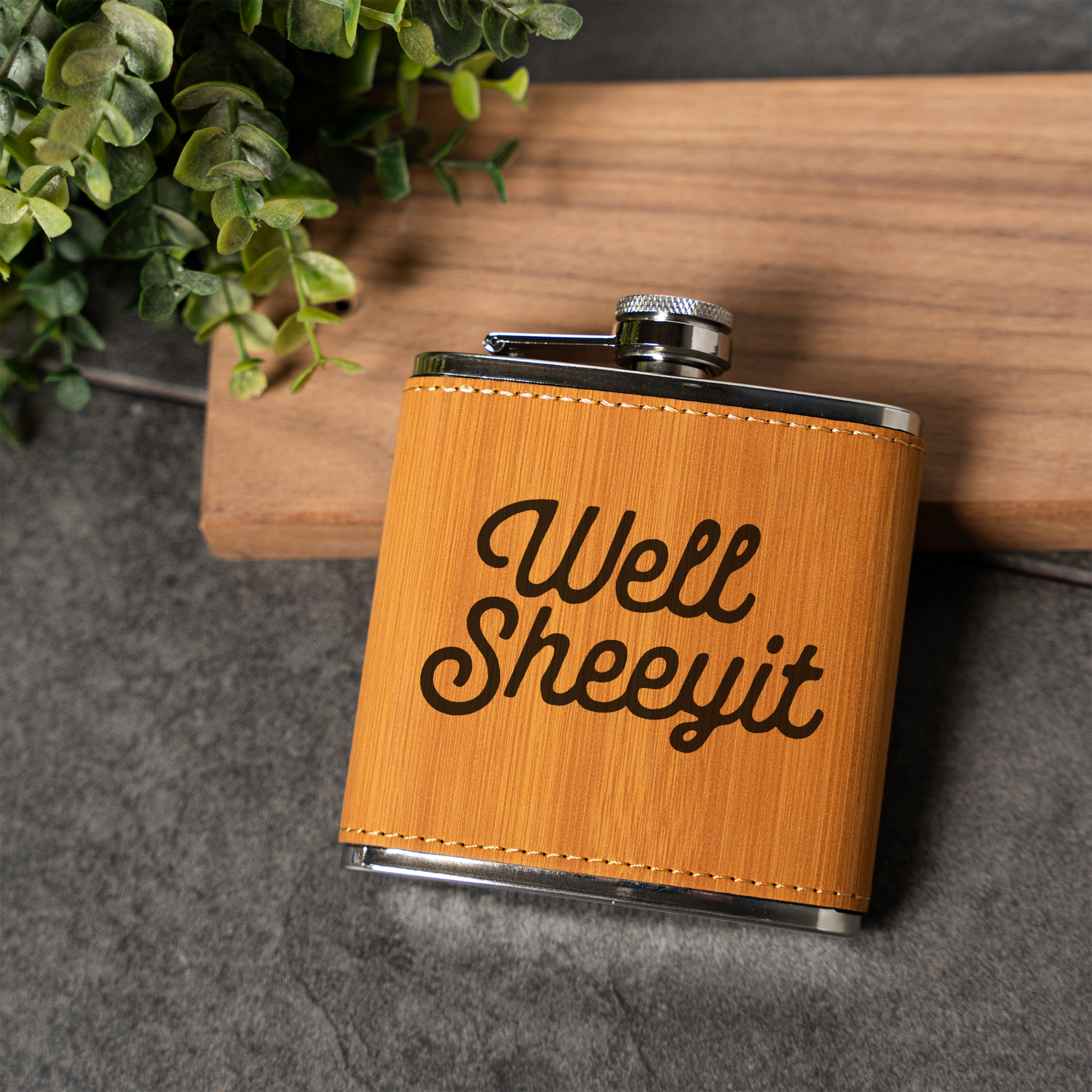 Well Sheeyit Engraved Flask