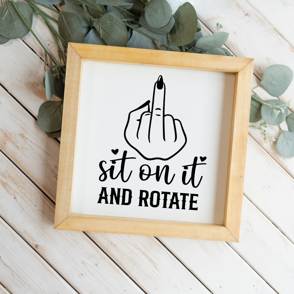 Sit On It and Rotate Wood Framed Wall Art