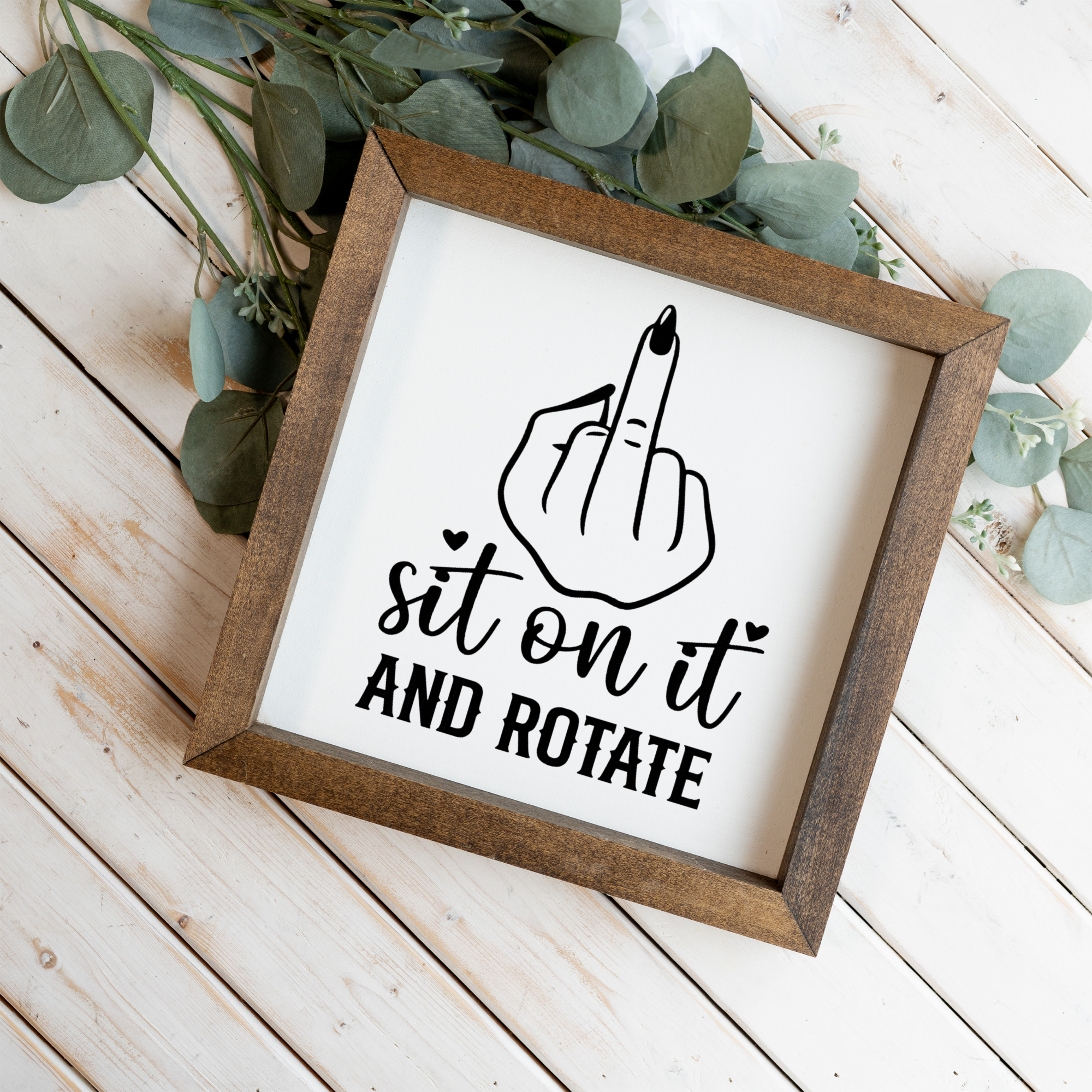 Sit On It and Rotate Wood Framed Wall Art
