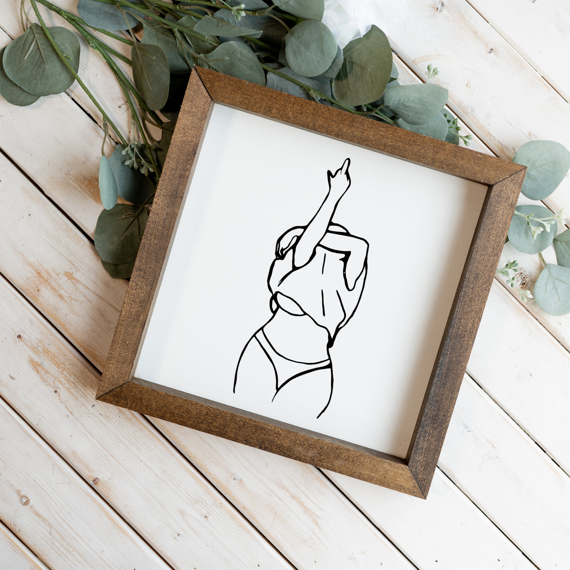 Woman Silhouette Wooden Framed Wall Art