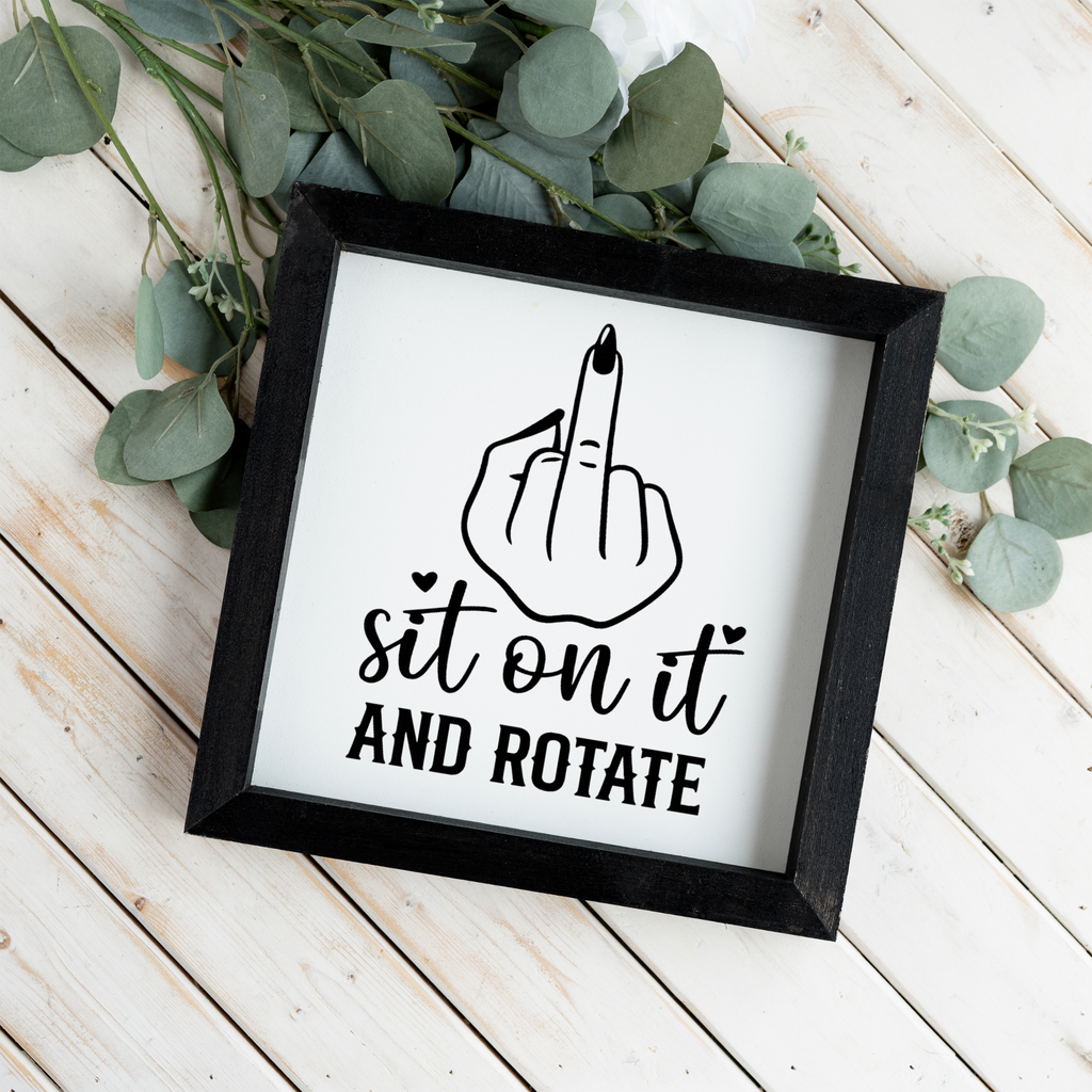 Sit On It and Rotate Wood Framed Wall Art