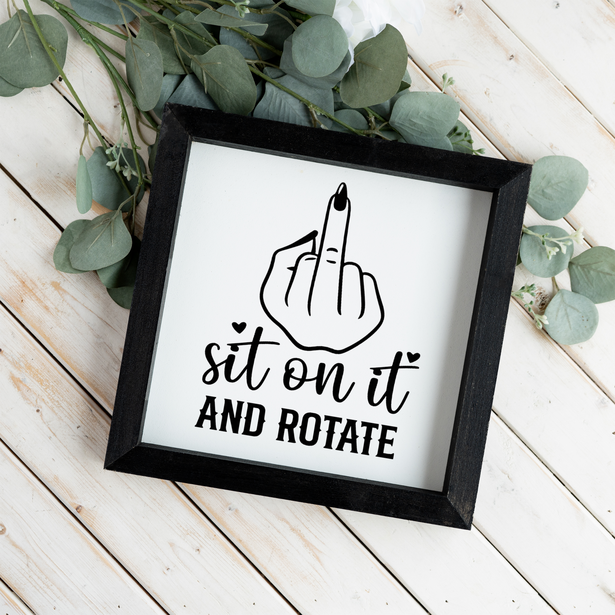 Sit On It and Rotate Wood Framed Wall Art