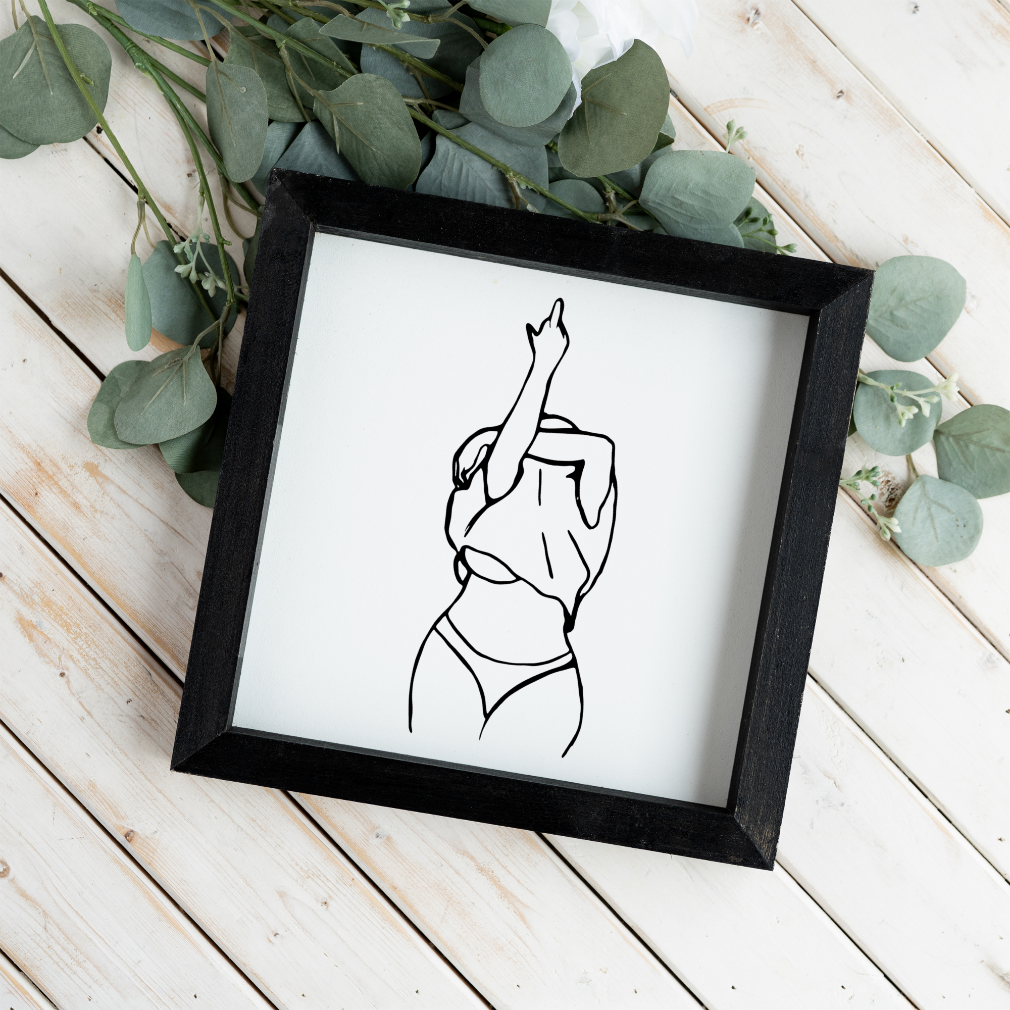 Woman Silhouette Wooden Framed Wall Art