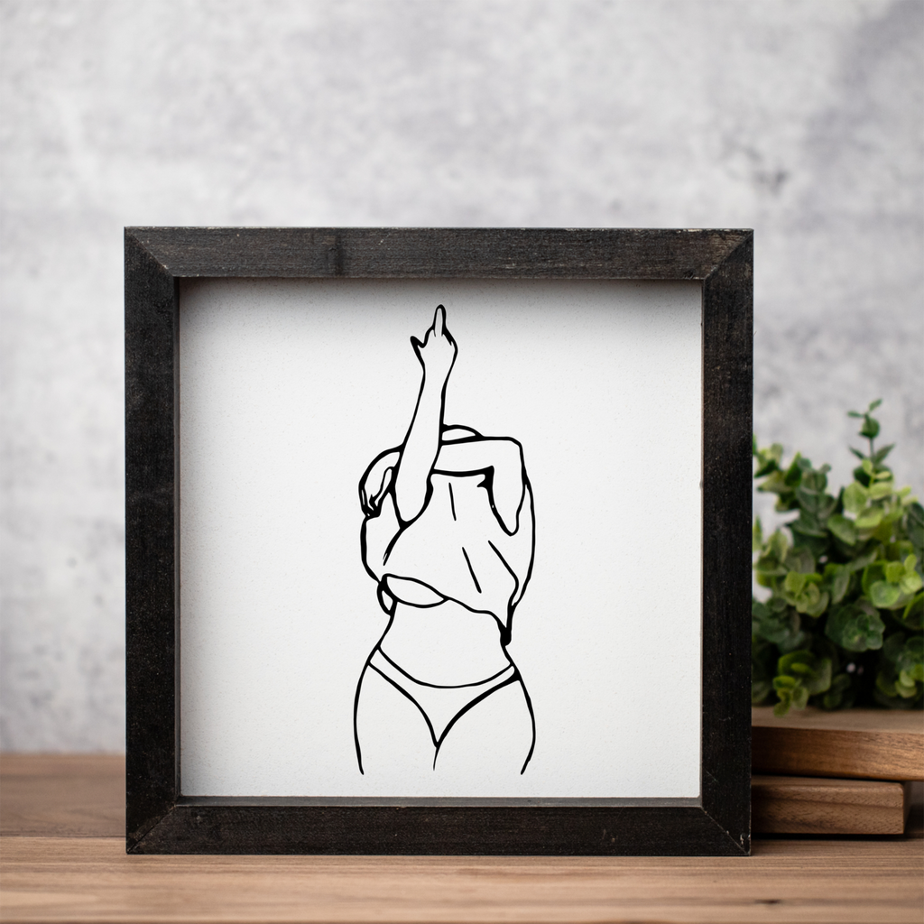 Woman Silhouette Wooden Framed Wall Art