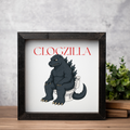 Clogzilla Wood Framed Bathroom Wall Art