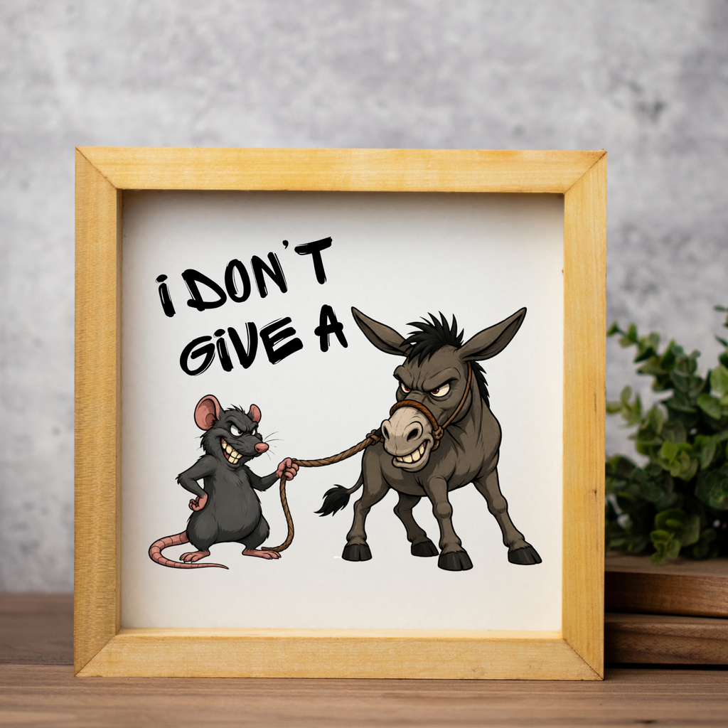 I Don't Give a Rat's Ass Funny Framed Sign