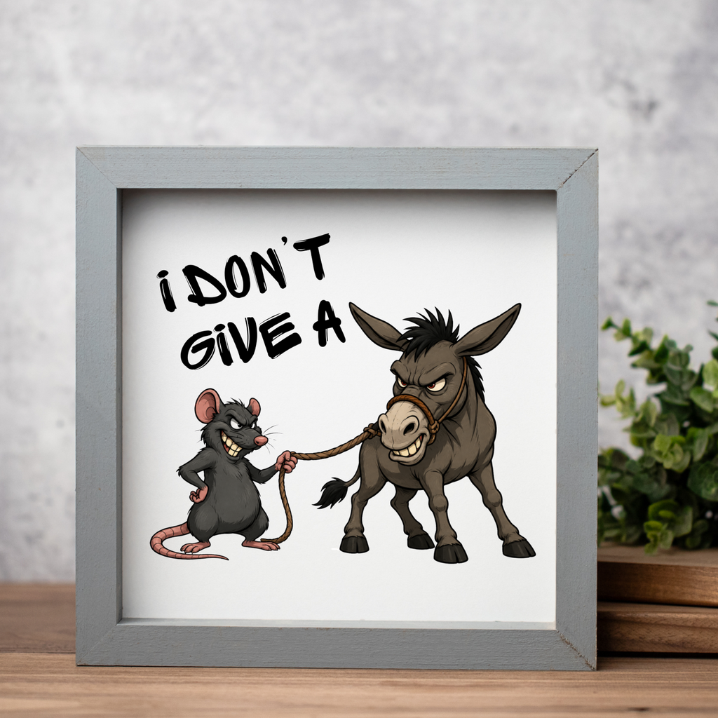 I Don't Give a Rat's Ass Funny Framed Sign