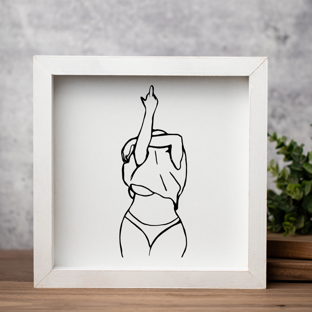 Woman Silhouette Wooden Framed Wall Art