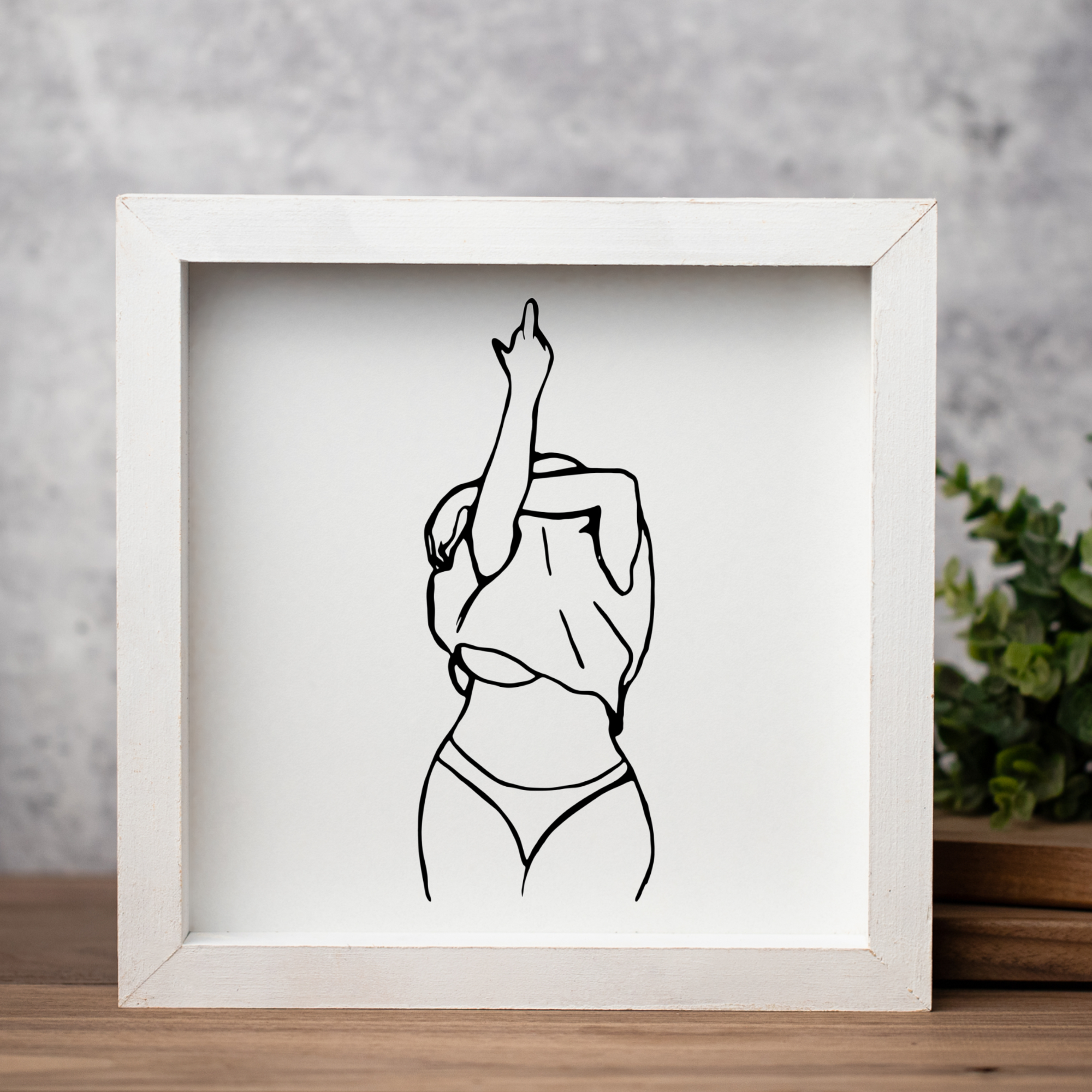 Woman Silhouette Wooden Framed Wall Art