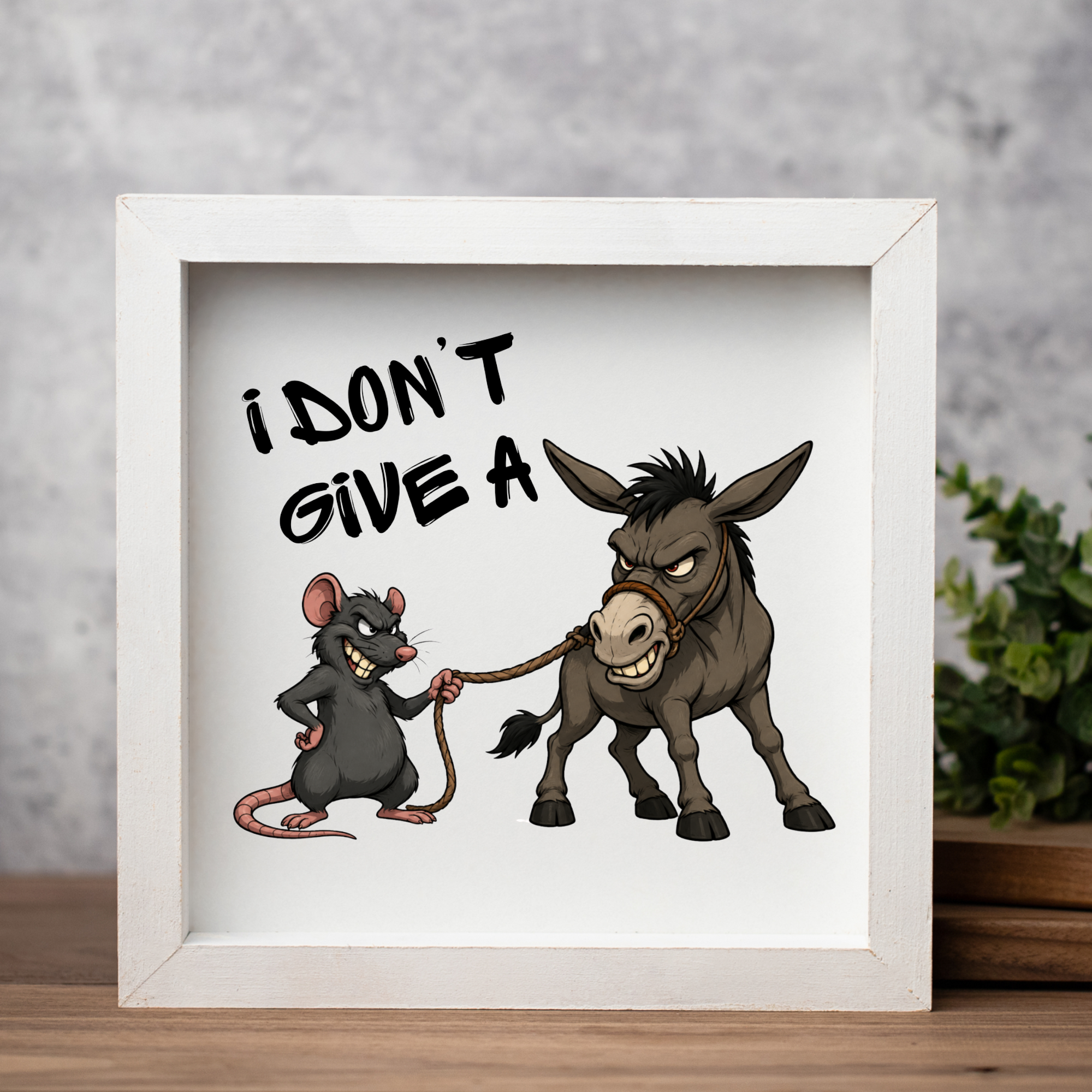 I Don't Give a Rat's Ass Funny Framed Sign