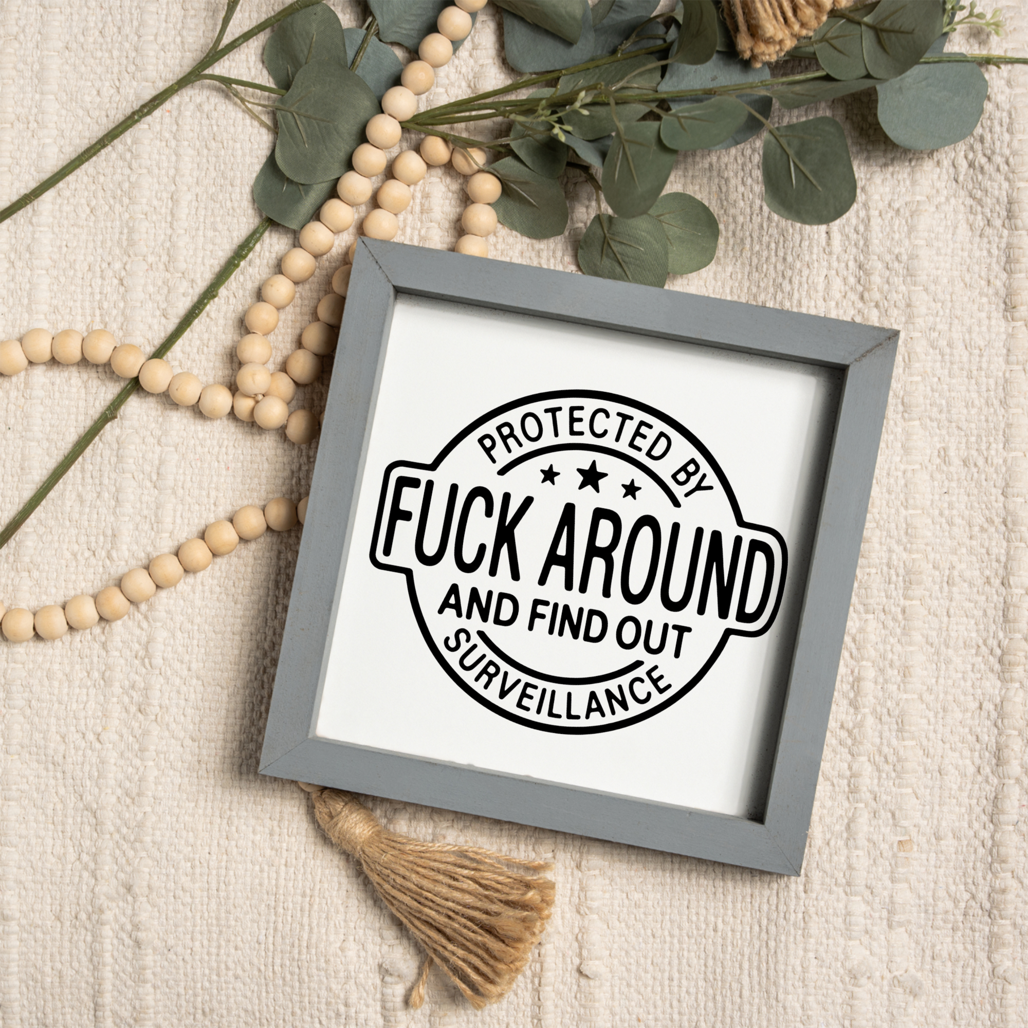 Protected by Fuck Around and Find Out Surveillance Framed Sign
