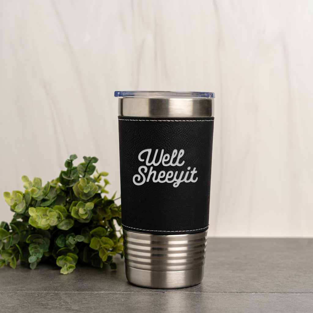 Well Sheeyit Leather Wrapped Tumbler