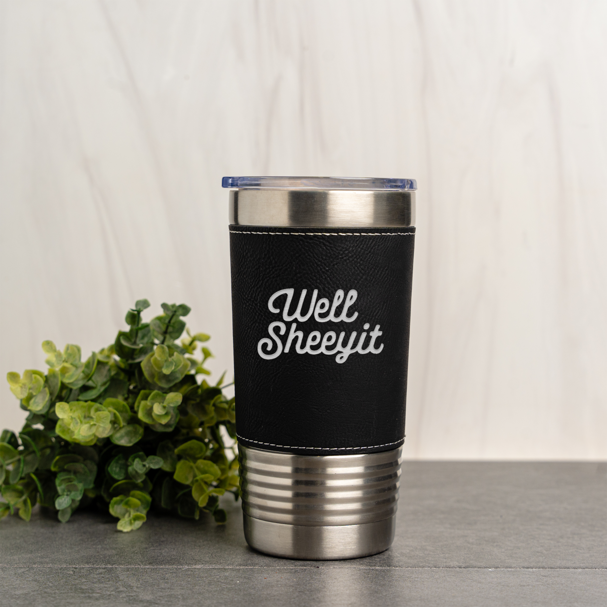 Well Sheeyit Leather Wrapped Tumbler