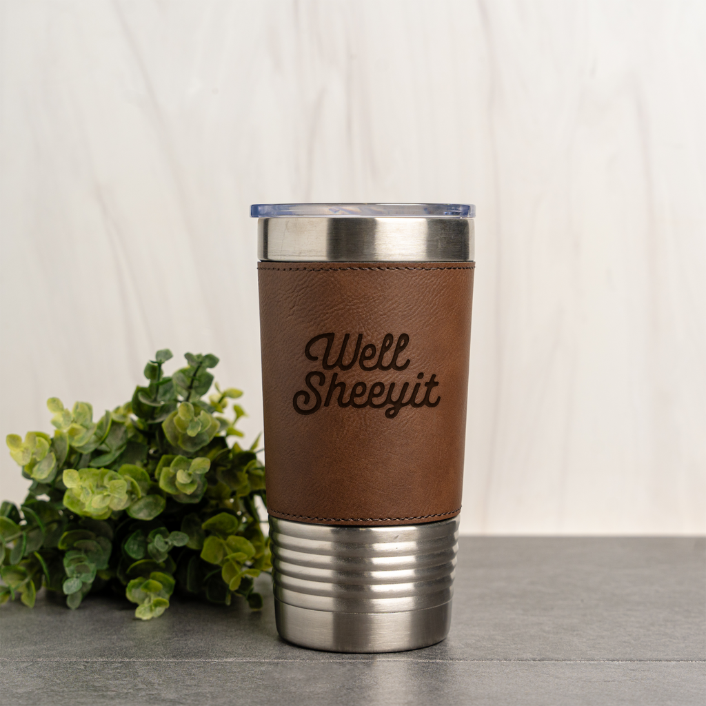 Well Sheeyit Leather Wrapped Tumbler