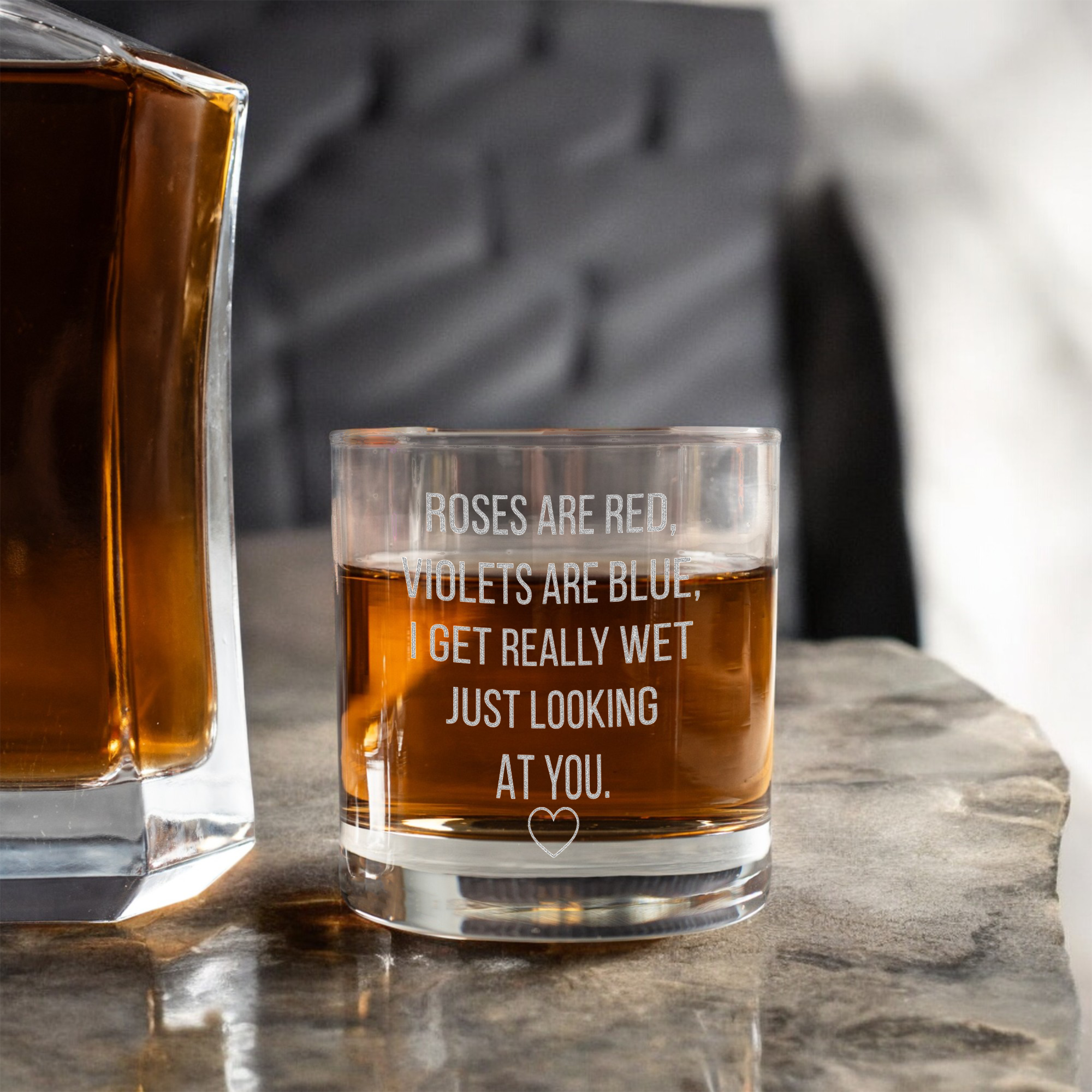 Cheeky Poem Whiskey Glass for Couples