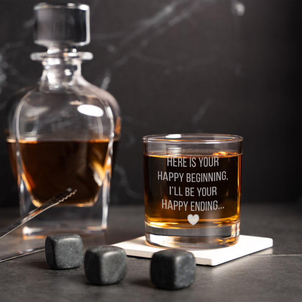 I'll Be Your Happy Ending Whiskey Glass for Couples