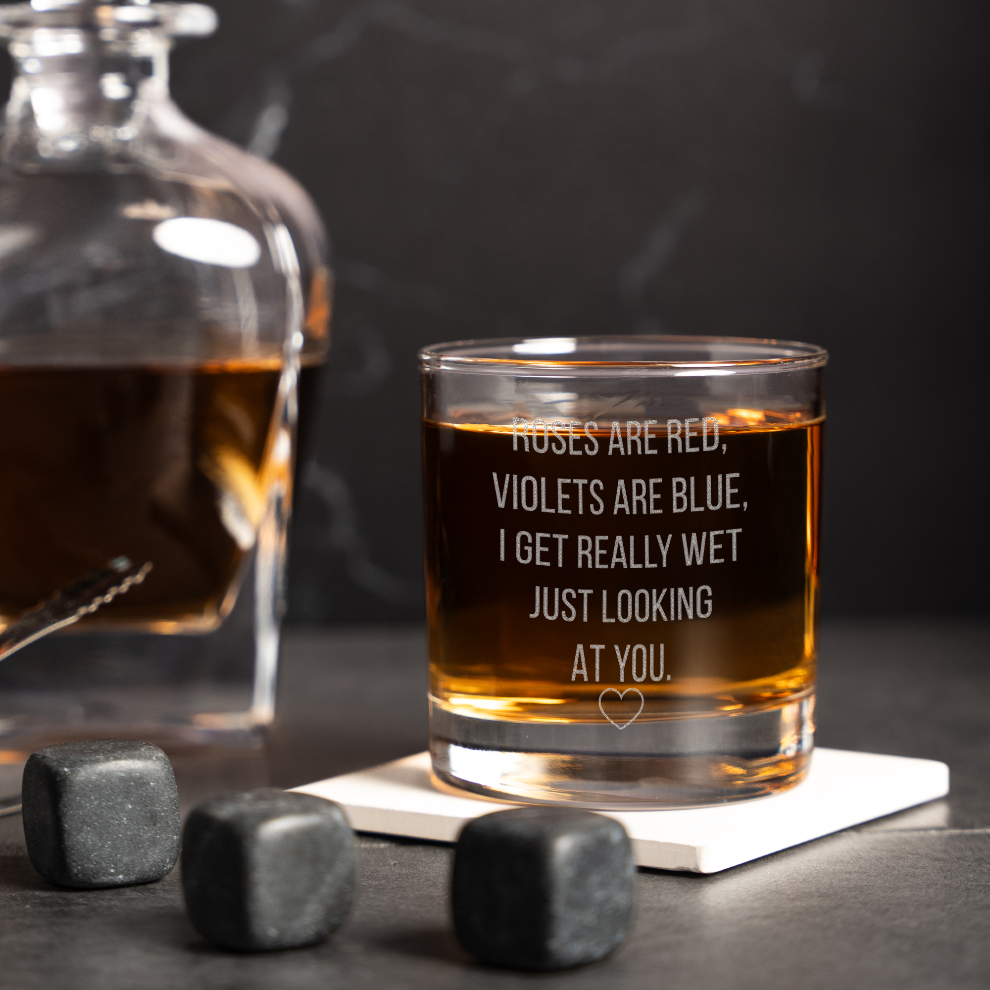 Cheeky Poem Whiskey Glass for Couples