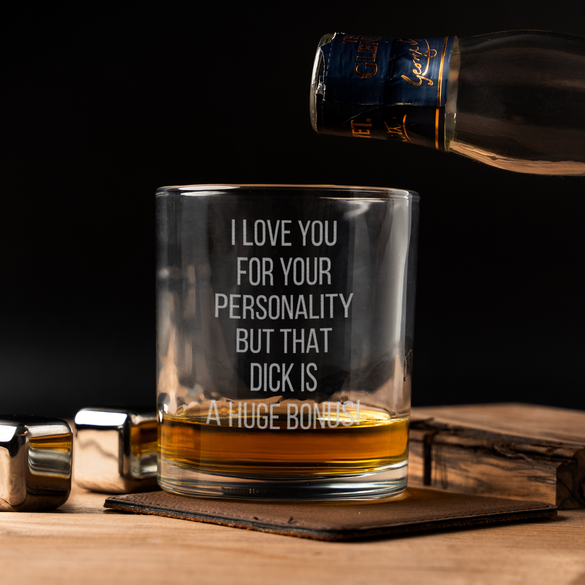 I Love You For Your Personality Whiskey Glass for Couples