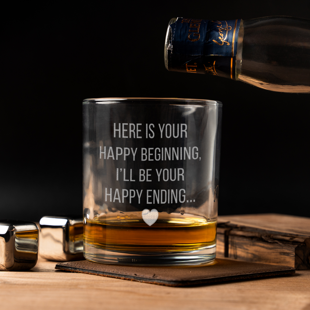 I'll Be Your Happy Ending Whiskey Glass for Couples