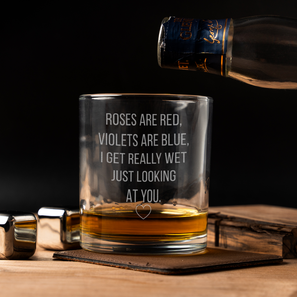 Cheeky Poem Whiskey Glass for Couples