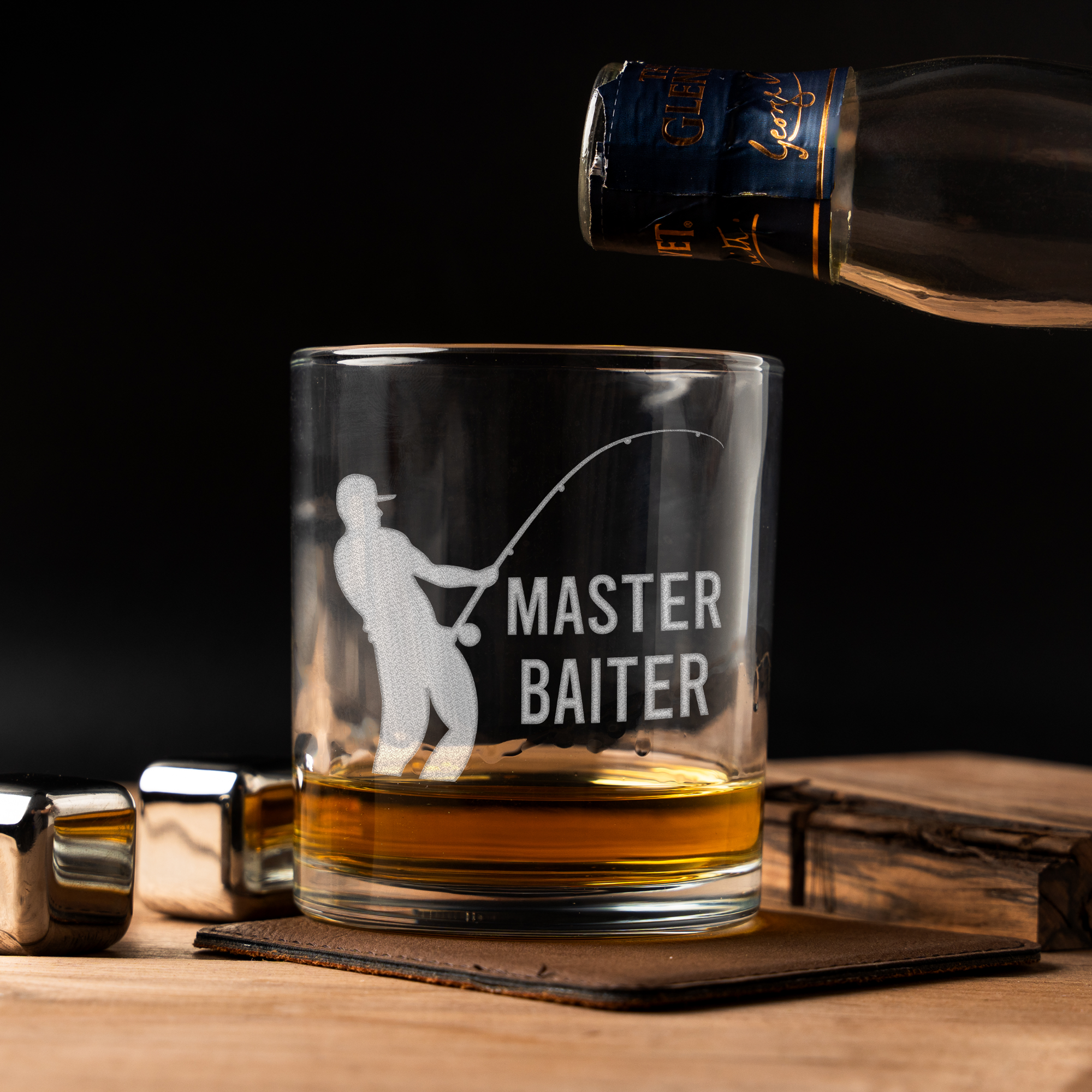 "Master Baiter" Engraved Whiskey Glass