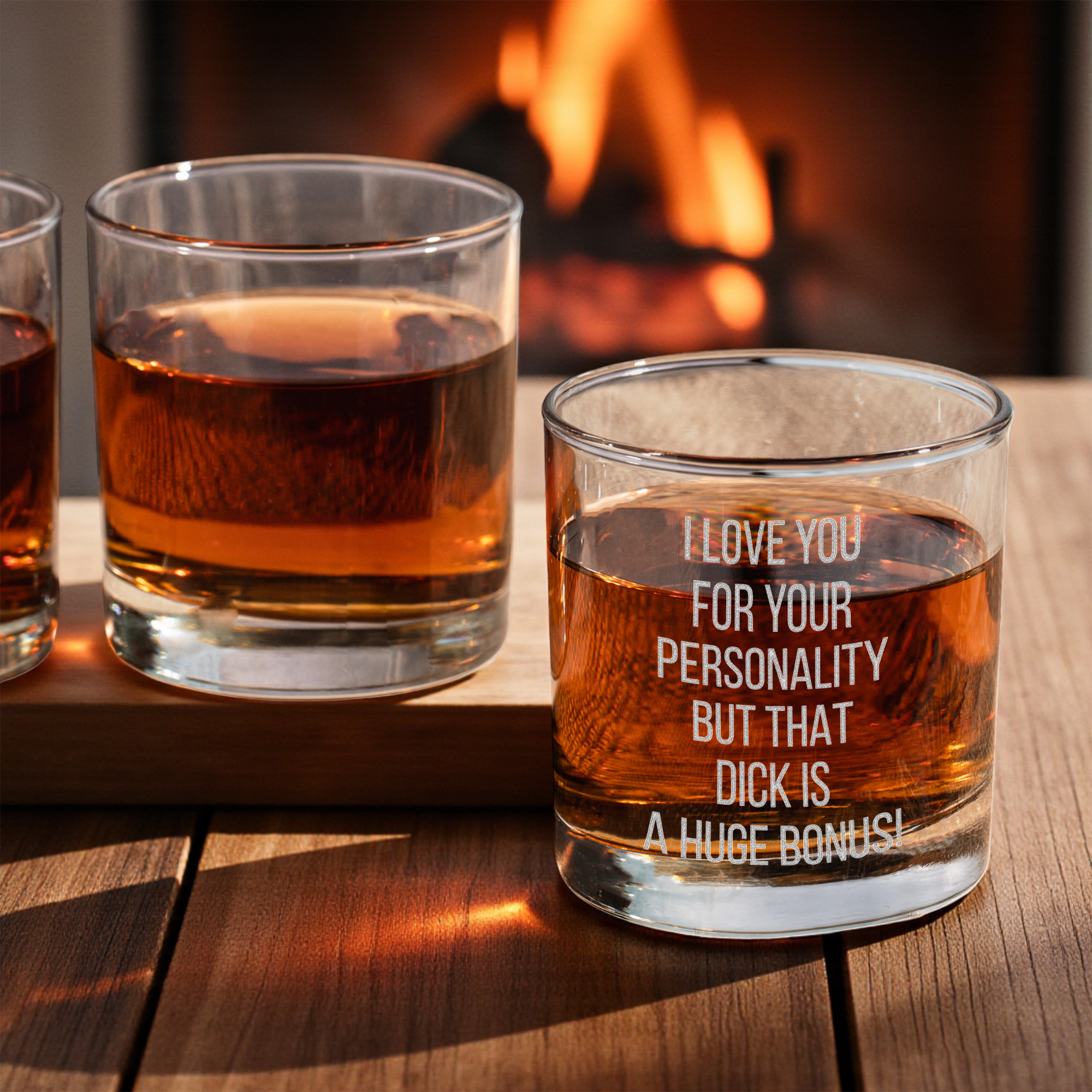 I Love You For Your Personality Whiskey Glass for Couples